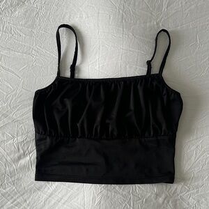 Black Spaghetti Strap Milkmaid Crop Top